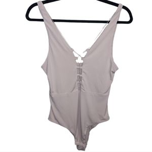 Dance & Marvel Women's Cream Criss Cross Bodysuit Size M 🌟